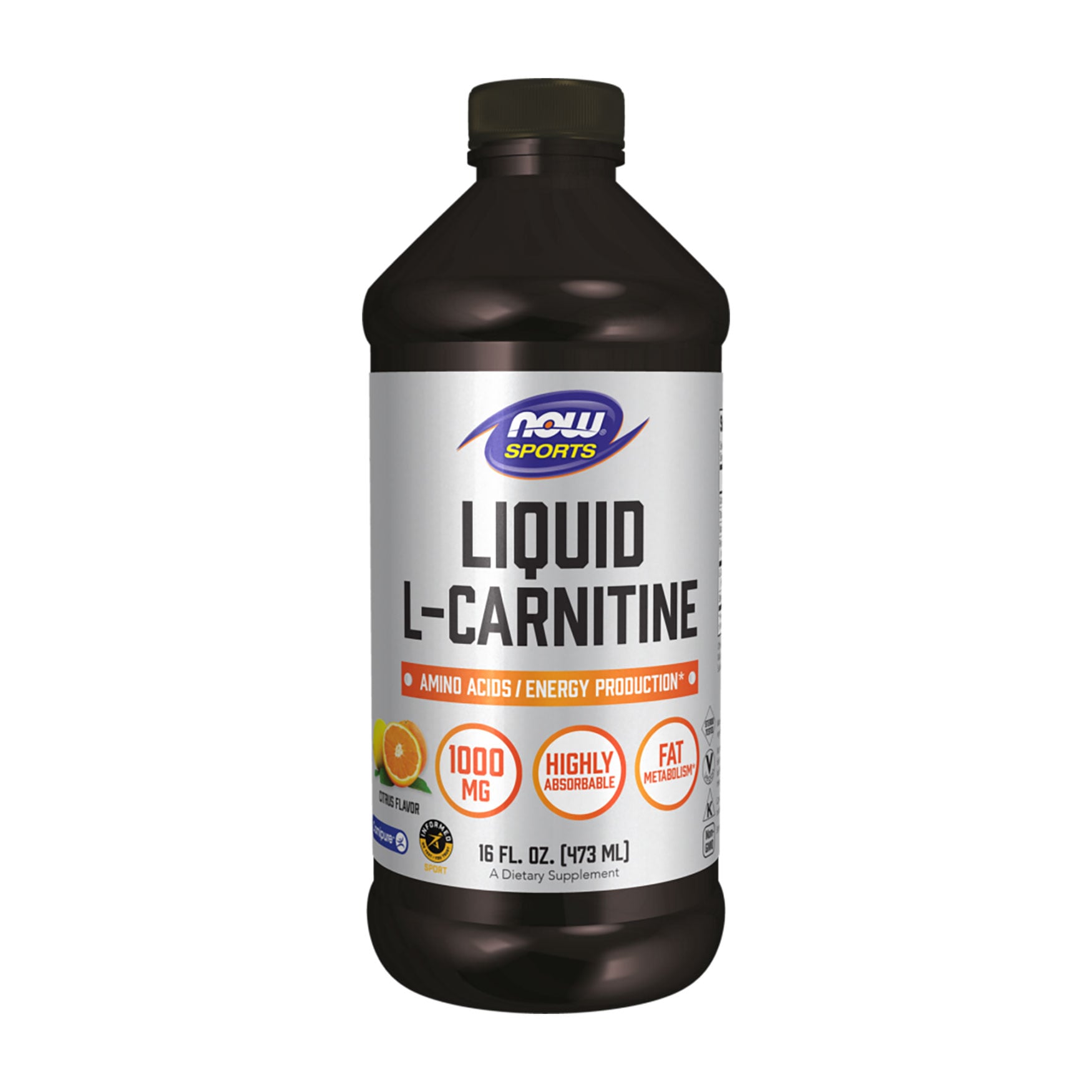L-Карнітин NOW foods Liquid L-Carnitine 1000 мг, з цитрусовим смаком, в рідині, 473 мл